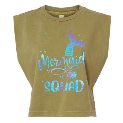 Mermaid Squad Cute Girls Birthday Squad Mermaid Tail Party Garment-Dyed Women's Muscle Tee