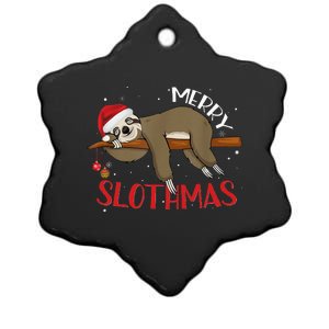 Merry Slothmas Christmas Pajama for Sloth Lovers Ceramic Star Ornament