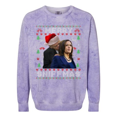 Merry Sniffmas Christmas Anti Biden Ugly Christmas Colorblast Crewneck Sweatshirt