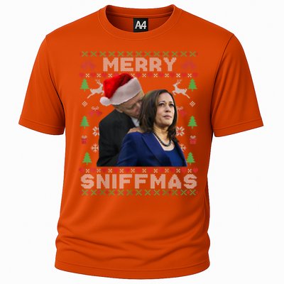 Merry Sniffmas Christmas Anti Biden Ugly Christmas Cooling Performance Crew T-Shirt