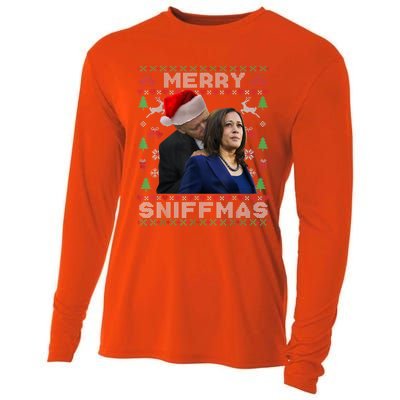 Merry Sniffmas Christmas Anti Biden Ugly Christmas Cooling Performance Long Sleeve Crew