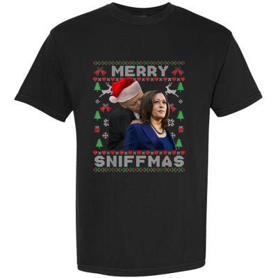 Merry Sniffmas Christmas Anti Biden Ugly Christmas Garment-Dyed Heavyweight T-Shirt