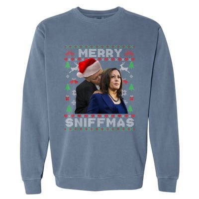 Merry Sniffmas Christmas Anti Biden Ugly Christmas Garment-Dyed Sweatshirt