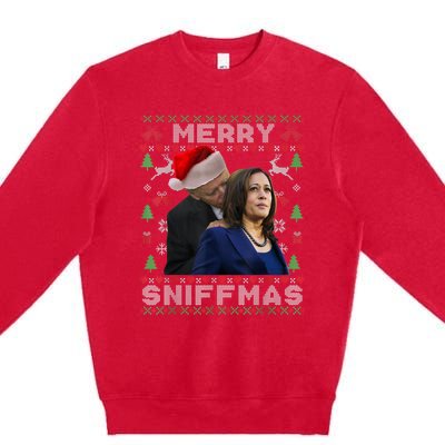 Merry Sniffmas Christmas Anti Biden Ugly Christmas Premium Crewneck Sweatshirt