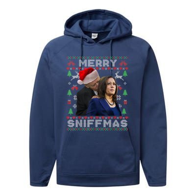 Merry Sniffmas Christmas Anti Biden Ugly Christmas Performance Fleece Hoodie