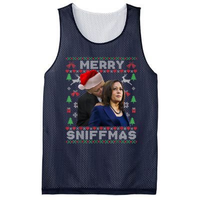 Merry Sniffmas Christmas Anti Biden Ugly Christmas Mesh Reversible Basketball Jersey Tank