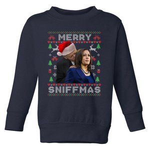 Merry Sniffmas Christmas Anti Biden Ugly Christmas Toddler Sweatshirt