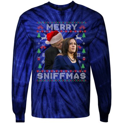 Merry Sniffmas Christmas Anti Biden Ugly Christmas Tie-Dye Long Sleeve Shirt