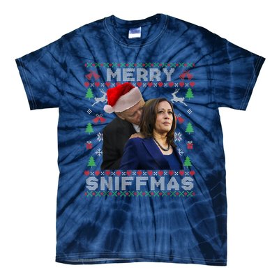 Merry Sniffmas Christmas Anti Biden Ugly Christmas Tie-Dye T-Shirt