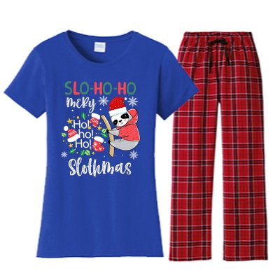 Merry Slothmas Cute Sloth Christmas Gift Women's Flannel Pajama Set