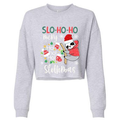 Merry Slothmas Cute Sloth Christmas Gift Cropped Pullover Crew