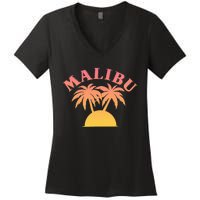 Malibu Sunset California Women's V-Neck T-Shirt