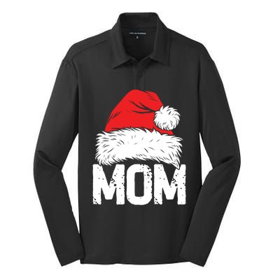 Mom Santa Christmas Family Matching Pajamas Mama Xmas Funny Gift Meaningful Gift Silk Touch Performance Long Sleeve Polo