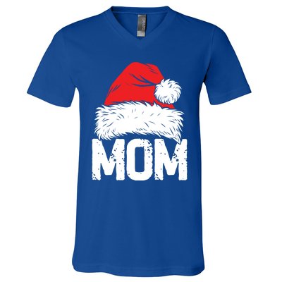 Mom Santa Christmas Family Matching Pajamas Mama Xmas Funny Gift Meaningful Gift V-Neck T-Shirt