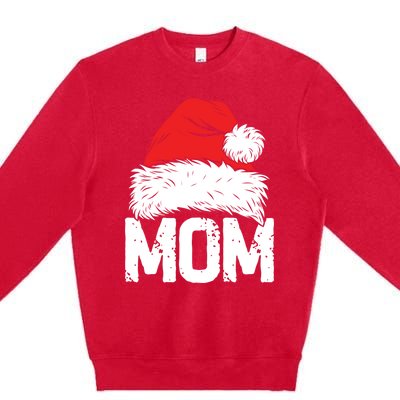 Mom Santa Christmas Family Matching Pajamas Mama Xmas Funny Gift Meaningful Gift Premium Crewneck Sweatshirt