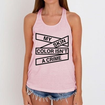 My Skin Color Is Not A Crime Black History Pride Empowert Cute Gift Women's Knotted Racerback Tank