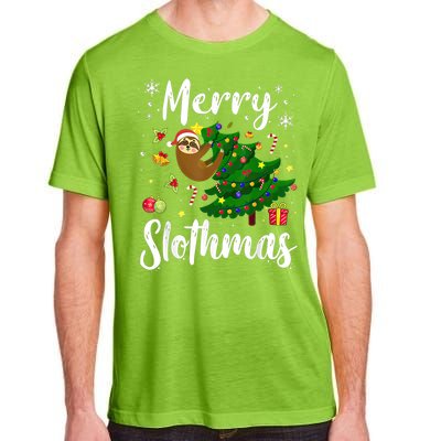 Merry Slothmas Christmas Sloth Lover Xmas Pajamas Christmas Adult ChromaSoft Performance T-Shirt