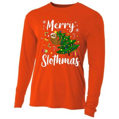 Merry Slothmas Christmas Sloth Lover Xmas Pajamas Christmas Cooling Performance Long Sleeve Crew