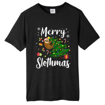 Merry Slothmas Christmas Sloth Lover Xmas Pajamas Christmas Tall Fusion ChromaSoft Performance T-Shirt