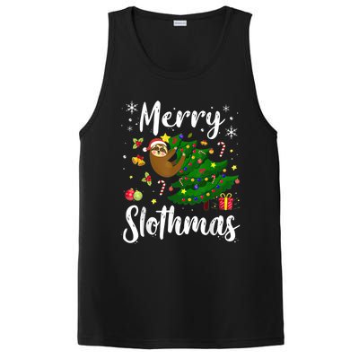 Merry Slothmas Christmas Sloth Lover Xmas Pajamas Christmas PosiCharge Competitor Tank