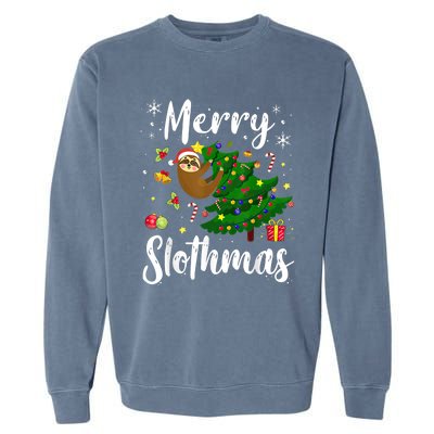 Merry Slothmas Christmas Sloth Lover Xmas Pajamas Christmas Garment-Dyed Sweatshirt