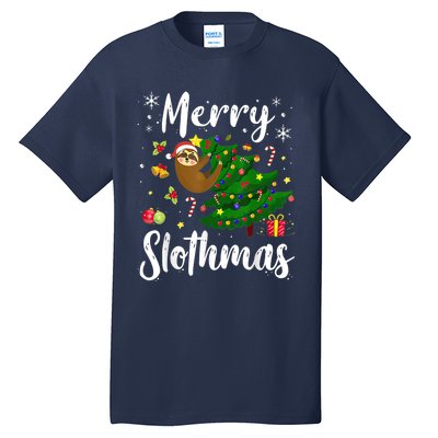 Merry Slothmas Christmas Sloth Lover Xmas Pajamas Christmas Tall T-Shirt