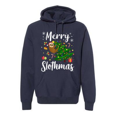 Merry Slothmas Christmas Sloth Lover Xmas Pajamas Christmas Premium Hoodie