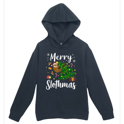 Merry Slothmas Christmas Sloth Lover Xmas Pajamas Christmas Urban Pullover Hoodie