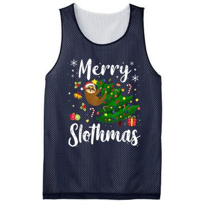 Merry Slothmas Christmas Sloth Lover Xmas Pajamas Christmas Mesh Reversible Basketball Jersey Tank