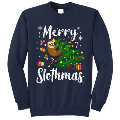 Merry Slothmas Christmas Sloth Lover Xmas Pajamas Christmas Tall Sweatshirt