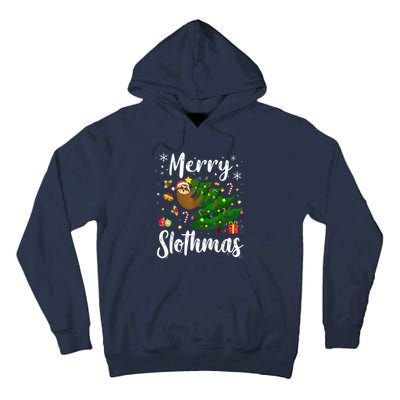 Merry Slothmas Christmas Sloth Lover Xmas Pajamas Christmas Tall Hoodie