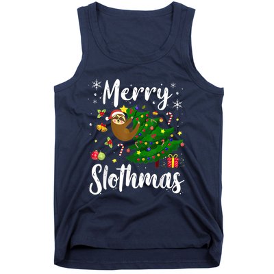 Merry Slothmas Christmas Sloth Lover Xmas Pajamas Christmas Tank Top