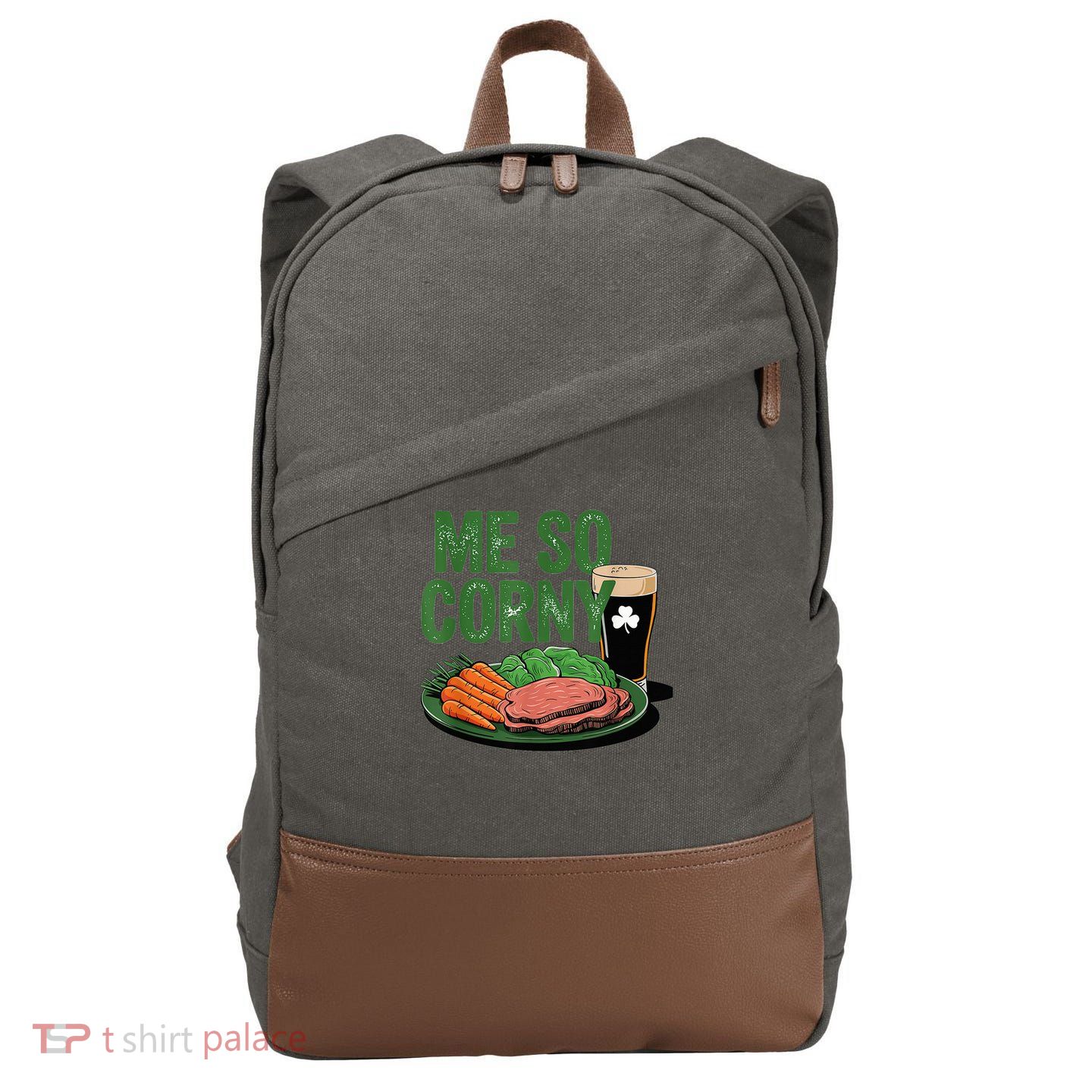 Me So Corny Happy Patricks Day Irish Beer Cotton Canvas Backpack