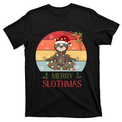 Merry Slothmas Christmas Sloth Yoga Holiday Season Funny Vintage T-Shirt