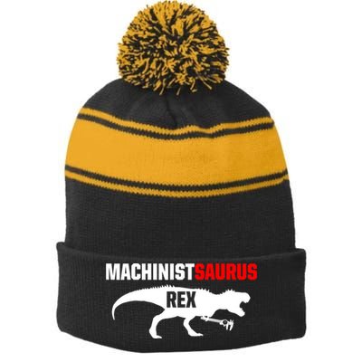 Machinist SaurusRex CNC Machine Operator Machining Stripe Pom Pom Beanie