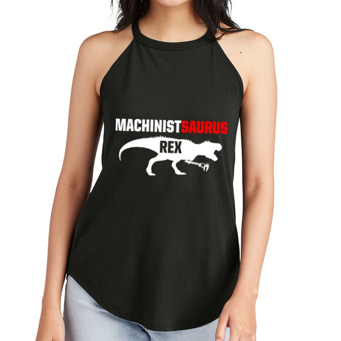 Machinist SaurusRex CNC Machine Operator Machining Women's Perfect Tri Rocker Tank