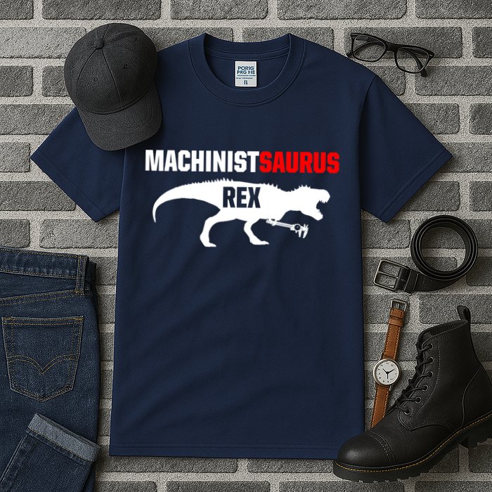 Machinist SaurusRex CNC Machine Operator Machining Tall T-Shirt