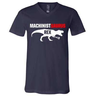 Machinist SaurusRex CNC Machine Operator Machining V-Neck T-Shirt