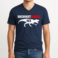 Machinist SaurusRex CNC Machine Operator Machining V-Neck T-Shirt