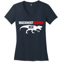 Machinist SaurusRex CNC Machine Operator Machining Women's V-Neck T-Shirt