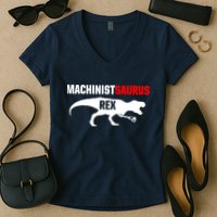 Machinist SaurusRex CNC Machine Operator Machining Women's V-Neck T-Shirt