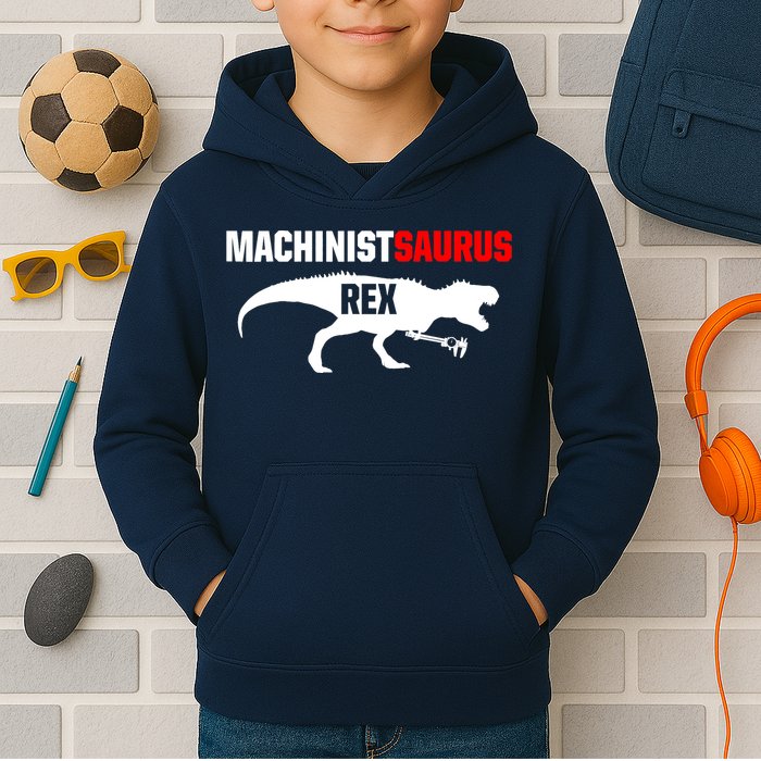Machinist SaurusRex CNC Machine Operator Machining Kids Hoodie
