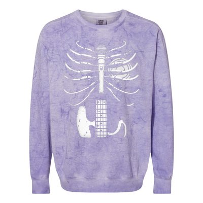 Music Skeleton Cool Guitar Microphone Speaker Heart Musician Colorblast Crewneck Sweatshirt