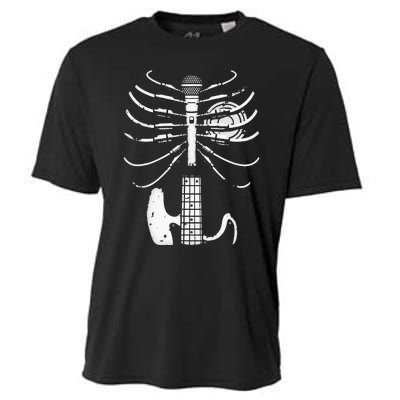 Music Skeleton Cool Guitar Microphone Speaker Heart Musician Cooling Performance Crew T-Shirt