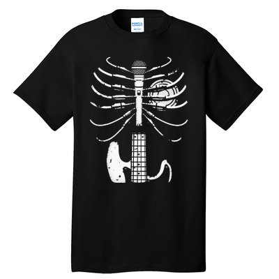 Music Skeleton Cool Guitar Microphone Speaker Heart Musician Tall T-Shirt