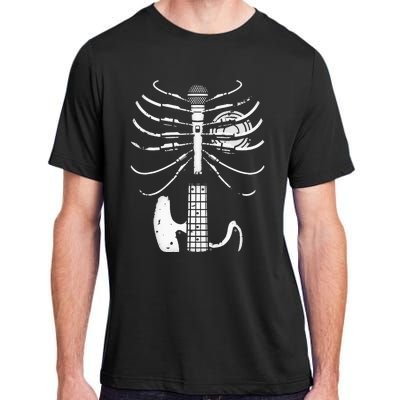 Music Skeleton Cool Guitar Microphone Speaker Heart Musician Adult ChromaSoft Performance T-Shirt