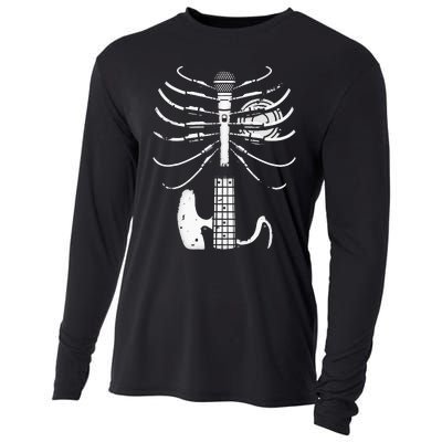 Music Skeleton Cool Guitar Microphone Speaker Heart Musician Cooling Performance Long Sleeve Crew