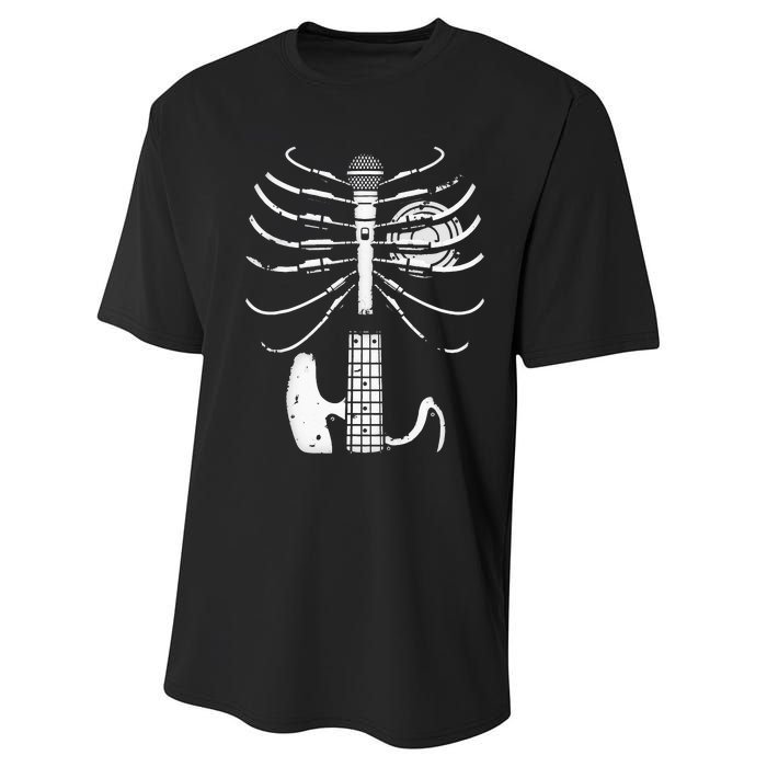 Music Skeleton Cool Guitar Microphone Speaker Heart Musician Performance Sprint T-Shirt