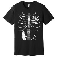 Music Skeleton Cool Guitar Microphone Speaker Heart Musician Premium T-Shirt