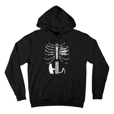 Music Skeleton Cool Guitar Microphone Speaker Heart Musician Tall Hoodie